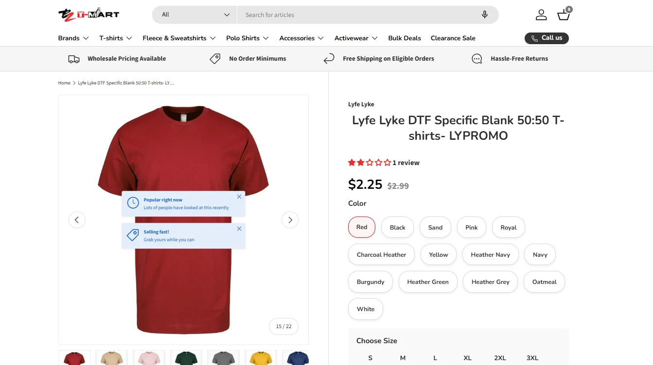 EZTmart storefront (product page), before