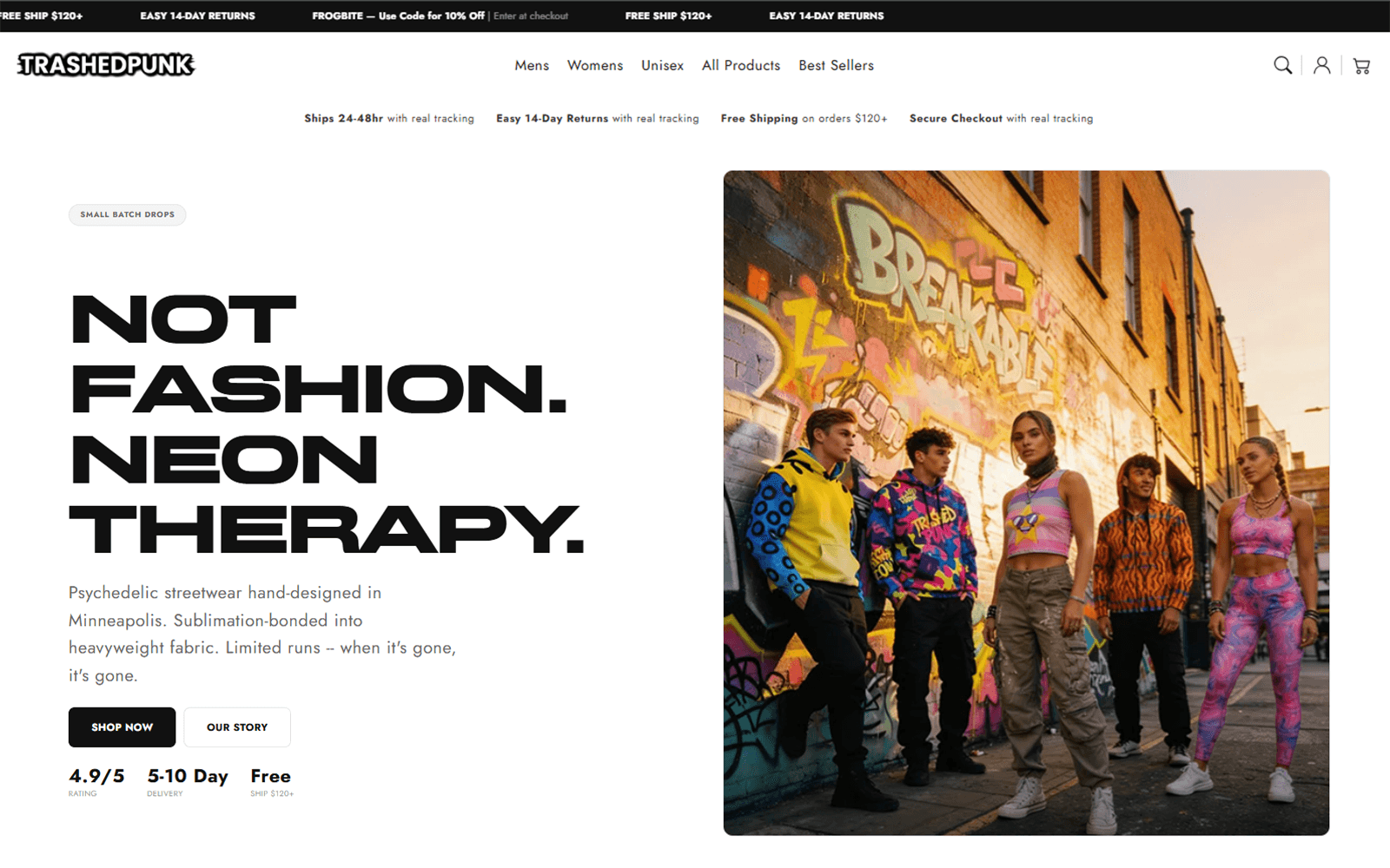 The TrashedPunk storefront homepage